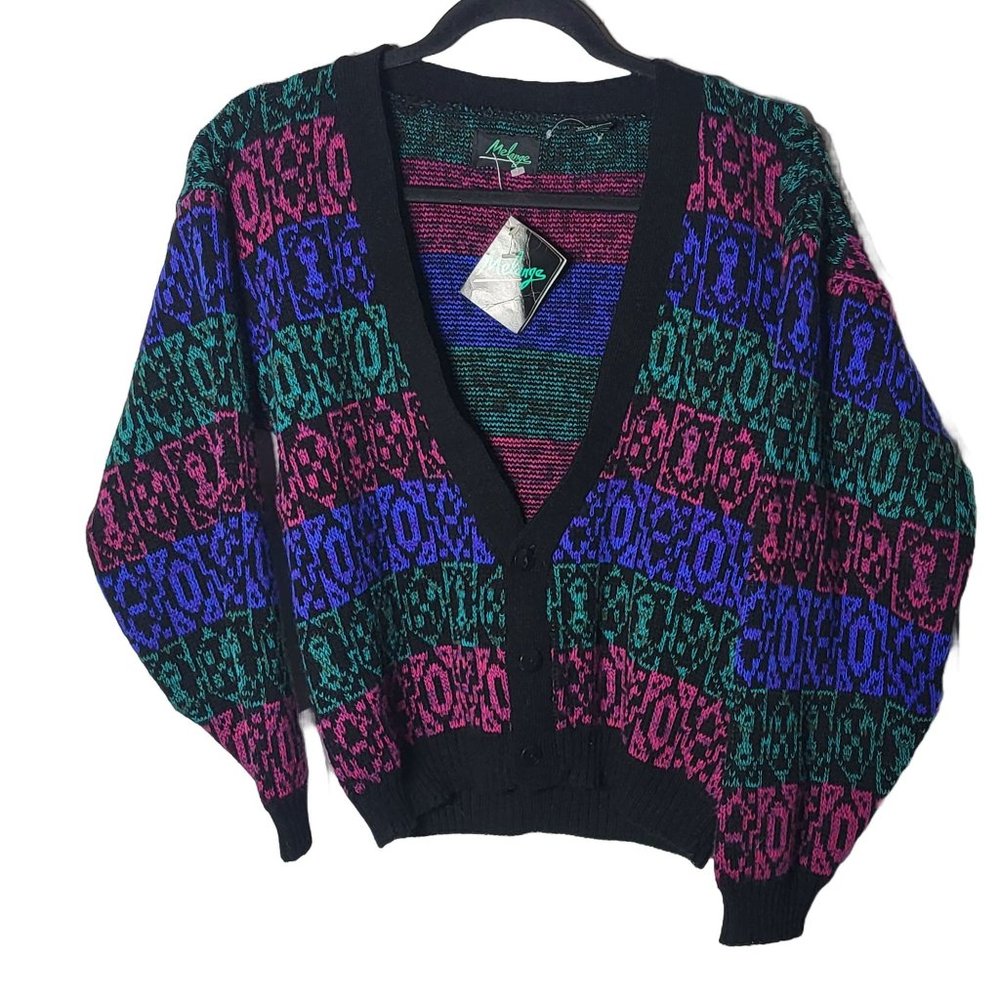 Deadstock Vintage Melange Kids Cardigan Sweater Large NWT‎ Retro Grandpa Fall